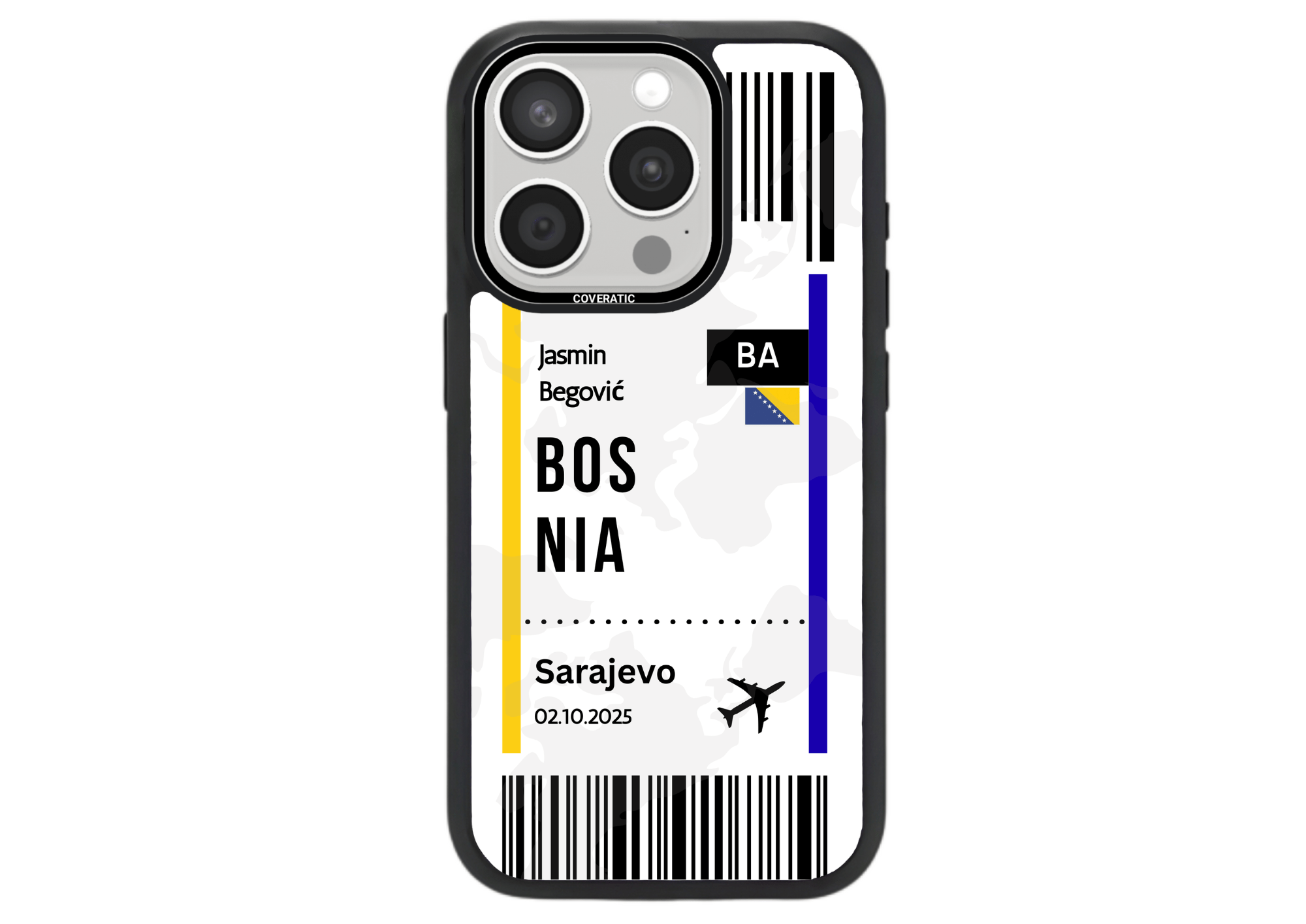 Personalisierte Handyhülle mit Ticket Bosnia– Pro Shock - COVERATIC