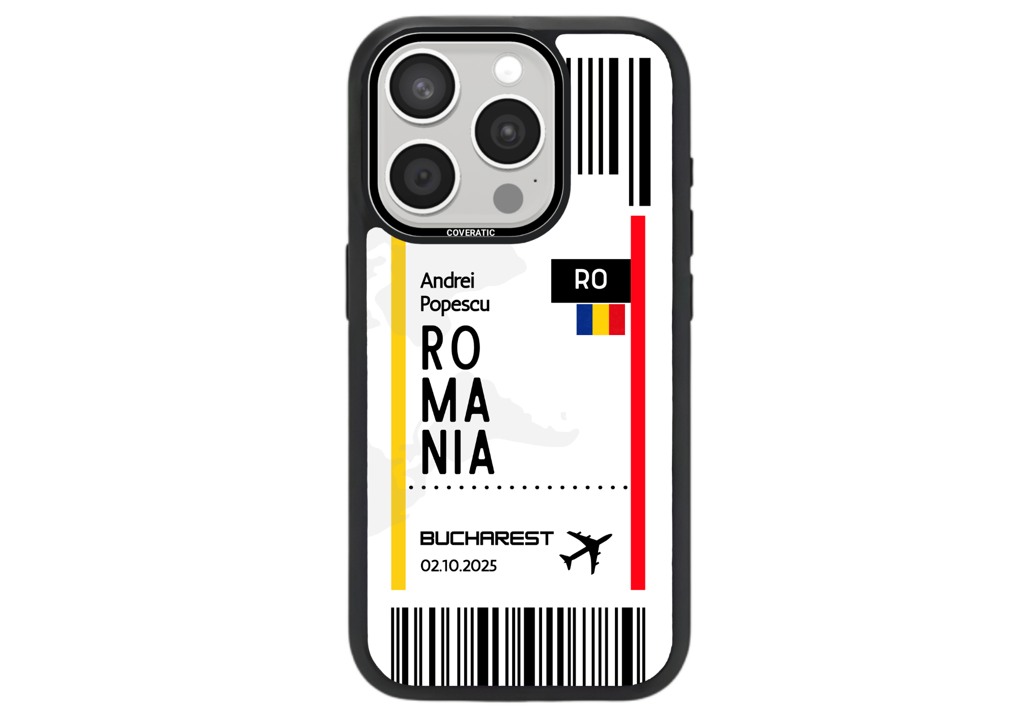 Personalisierte Handyhülle mit Ticket Romania– Pro Shock - COVERATIC