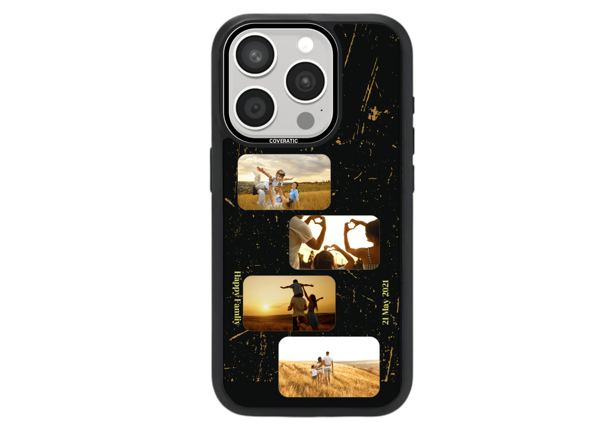 Personalisierte Handyhülle mit 4 Fotos Happy - Pro Shock - COVERATIC
