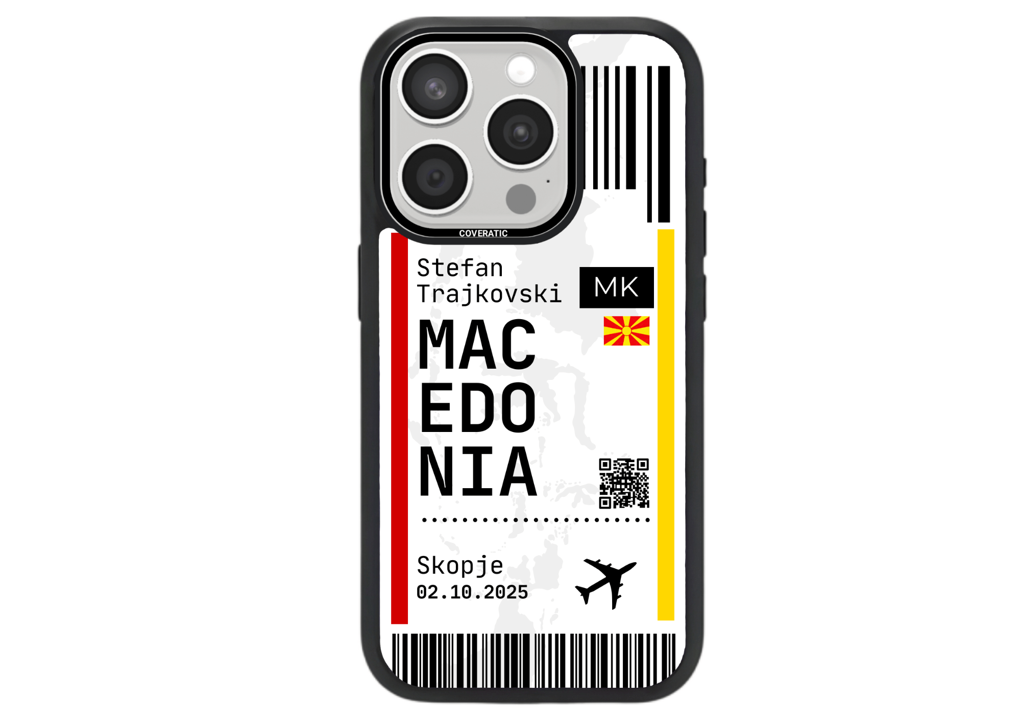 Personalisierte Handyhülle mit Ticket MAZEDONIEN – Pro Shock - COVERATIC